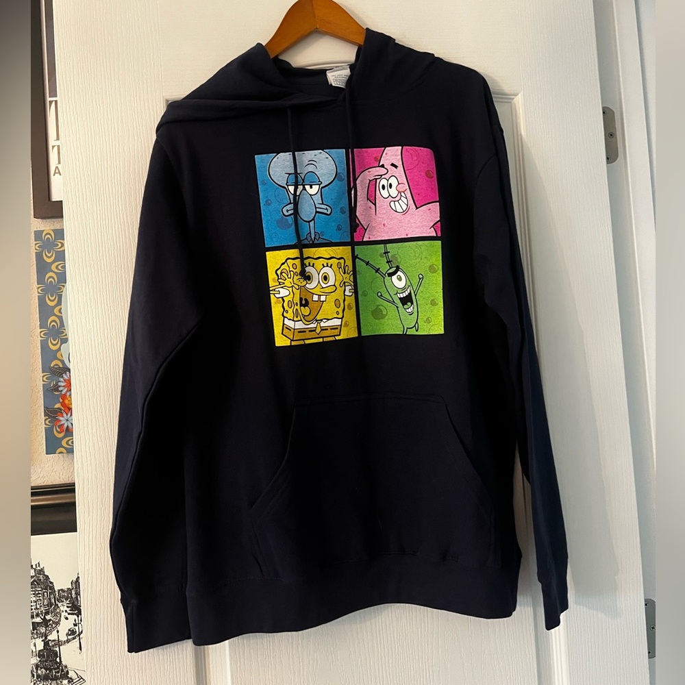 Nickelodeon Size Medium SpongeBob Pullover Navy Hoodie Large